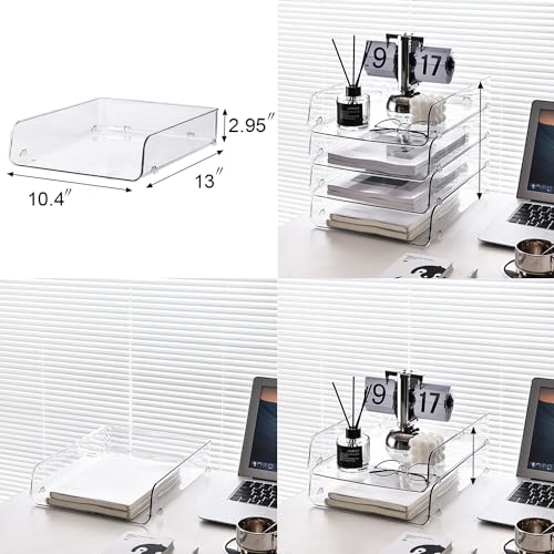 Gagee 2 Pack Paper Organizer for Desk,Clear Stackable Paper Sray Holder ﻿, Office Desk Organizer for Notes, Pens, File, Document - size: 2 Vertical