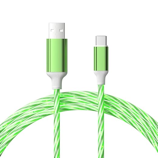 IHAO Multi Ports Light-Up USB Cable USBA to USBC/MicroUSB Cable Durable Fast Charging Cable with Visible Current Flow As Night Light Use-3in1 Blue