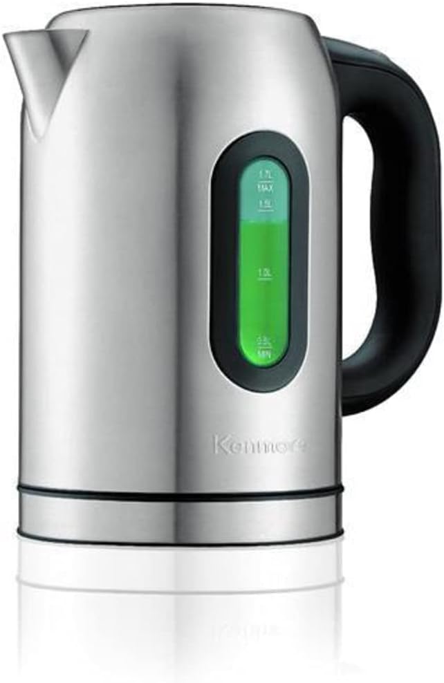 Kenmore Digital Cordless Electric Kettle 1.7L, Stainless Steel Teakettle with Adjustable Temperature, Rapid Boil, Digital Display, Auto Shut-off, Keep Warm, Boil-Dry Protection, Silver