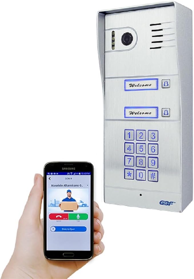 GBF Smart Full IP Video Door Station/Smart Video Intercom System for 2 Unit Apartment (GBF-PL963PM2U-POE)- 1080P Camera, Built in POE, Control Two Locks remotely