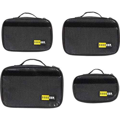 ROBOCUP Organization Storage Pouch Set of 4 with Waterproof Zippers, Grab Handle, Heavy Duty Materials, Reinforced Stitching, Hook&Loop Patch Areas. Perfect for Work, Home and Travel