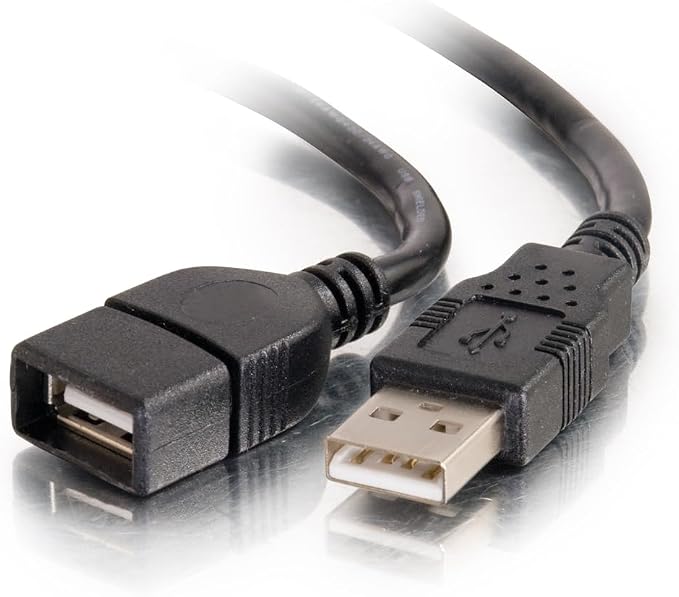 C2G 52107 USB A to A Long USB Extension Cable 6.56 Feet (2 Meters) Black (Pack of 2)