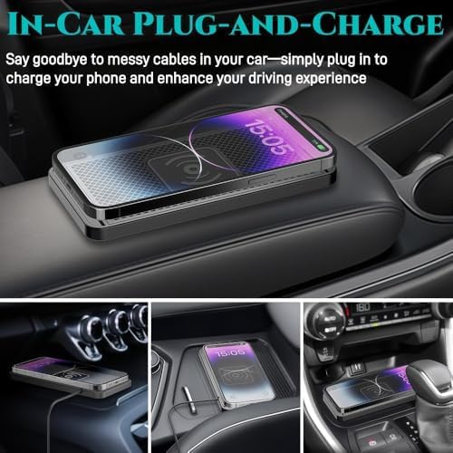 Wireless Charging Pad for Hyunda Ioniq 5 Slim Fast Power Charger Dock Non-Slip Mat Station Heat Dissipation Base Desktop Bedside Vehicle AccessoryUSA