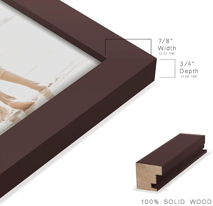 Renditions Gallery 11x14 inch Picture Frame High-end Modern Style, Made of Solid Wood and High Definition Glass Ready for Wall and Tabletop Photo Display, Brown Frame