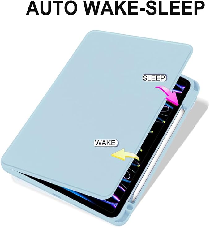 iPad Pro 11 Case 4th/3rd/2nd/1st Gen Balck | 360° Rotating Pencil Holder Compatible with 2022/2021/2020/2018 Clear Acrylic Back Auto Sleep/Wake