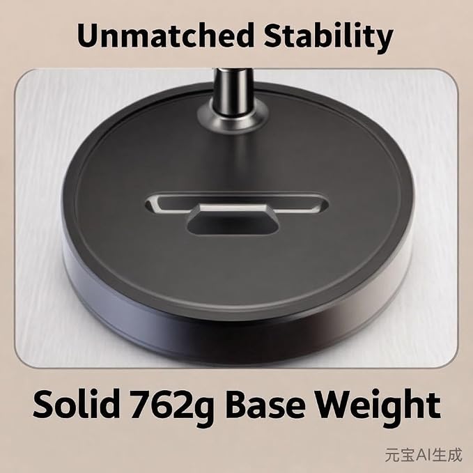 Dual Phone Stand for Desk 2-in-1 Holder with 762g Weighted Base 360° Adjustable Arm for Live Streaming &amp Learning