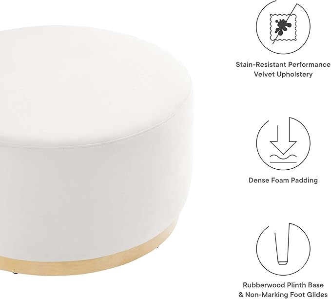 Modway Large 29" Round Performance Velvet Upholstered Upholstered Ottoman