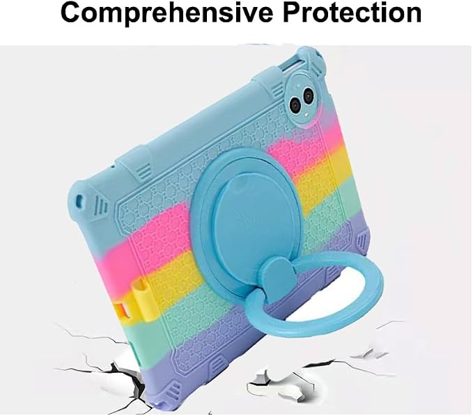 Tablet Case for Teclast P50 11 inch Soft Anti-Stress Silicone Case with 360° Rotate Stand/Pencil Holder/Shoulder Strap/Pen for Teclast P50 (Colorful Blue)