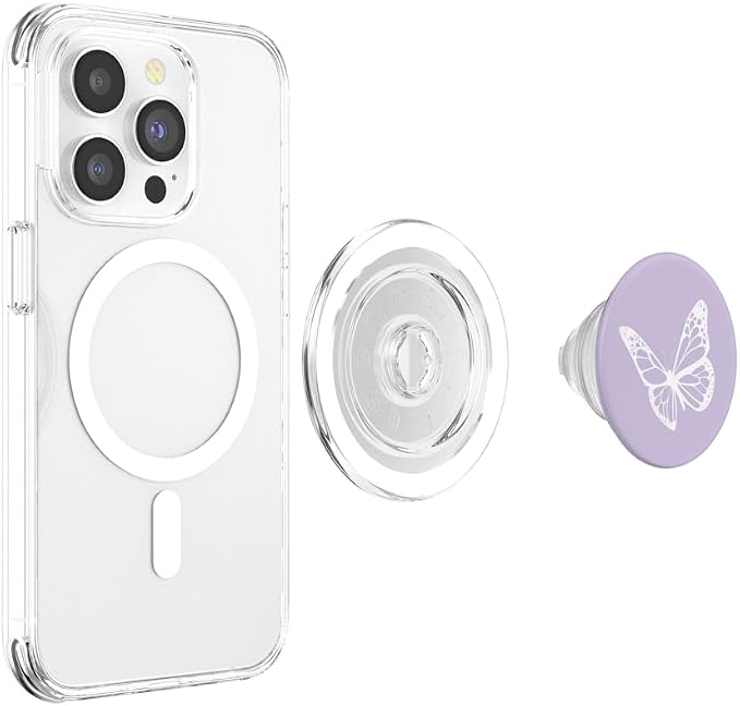White Light Pastel Purple Butterfly PopSockets Adhesive PopGrip