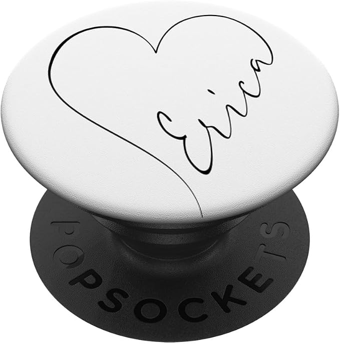 Erica Name Minimalist Heart Line Personalized White PopSockets Adhesive PopGrip