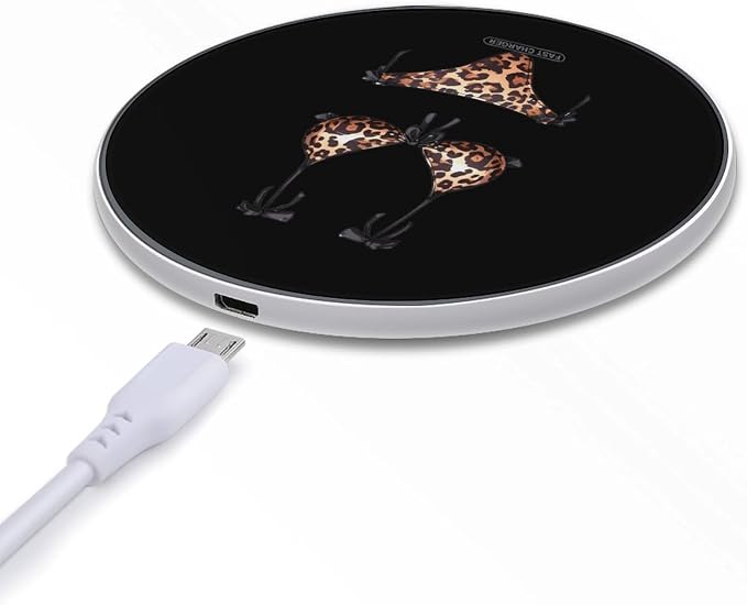 Leopard Graphic Wireless Charger SlimWireless Charging Pad Anti-Slip Charger Mat for Men Women