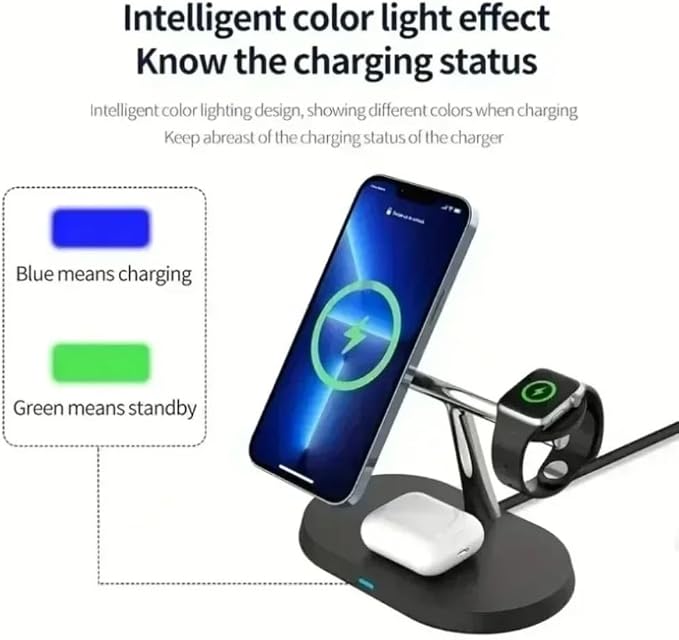 Desktop 3 in 1 Wireless Charger Stand for Samsung Galaxy S25 S24 S23 Watch 8 7 6 5 4 3 Active 1 2 Earbuds Super Fast Charging Station (Black)