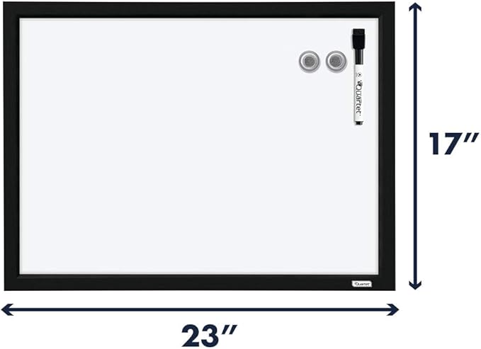 Quartet Whiteboard, Dry Erase Board, Magnetic, 17" x 23", White Board, Black Frame, Includes Dry Erase Markers and Magnets, 4 Pack (MWDW1723M-BK)