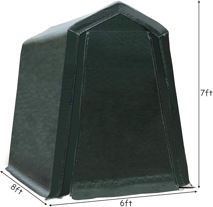 Tangkula 6x8 Ft Outdoor Storage Shelter, Enclosed Carport Tent with All-Steel Metal Frame and Waterproof Ripstop Cover, Outdoor Garage Tent with Sidewalls