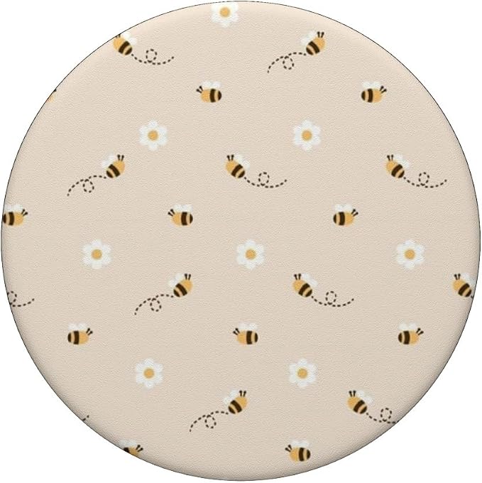 Beige Bee Daisy Floral Pattern PopSockets PopGrip for MagSafe