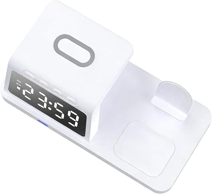 Vikye 3 in 1 Wireless Charging Station Fast Desk Charger 15W for Smartphones Smartwatches and Earphones (HT-506 White)