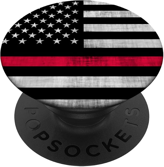 4th Of July Patriotic USA Flag Thin Red Line Firefighter PopSockets Adhesive PopGrip