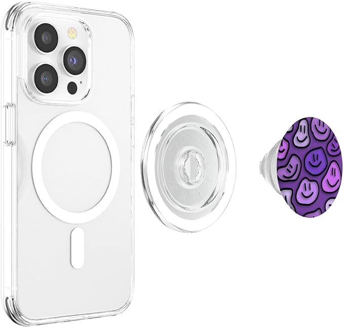 Aesthetic Lavender Purple Liquid Swirl Dripping Smile face PopSockets Adhesive PopGrip