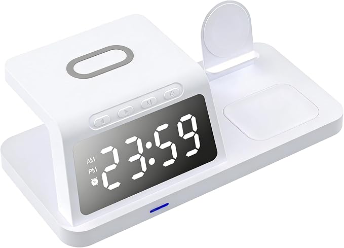 Vikye 3 in 1 Wireless Charging Station Fast Desk Charger 15W for Smartphones Smartwatches and Earphones (HT-506 White)