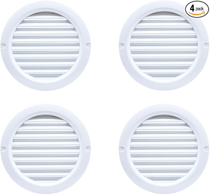 VENTS-US - 4" White Round Plastic Vent Cover - Compatible with 4 Inch Diameter