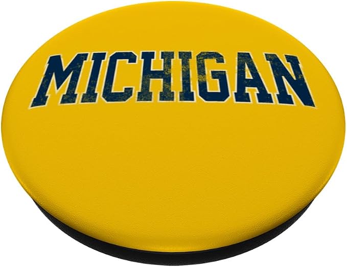 Vintage Michigan Look Maize Blue Men Retro Font Michigan Tee PopSockets Adhesive PopGrip