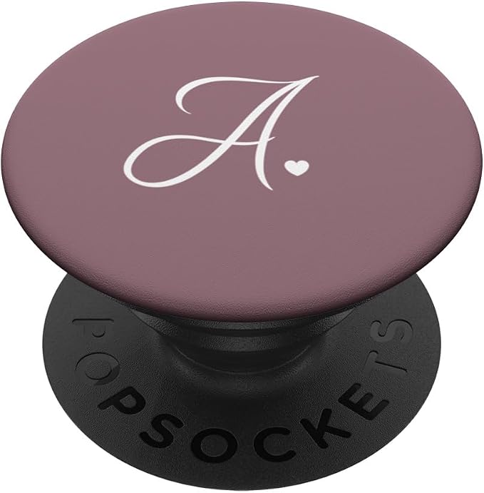Mauve Cute Letter A Initial Heart Monogram PopSockets Adhesive PopGrip