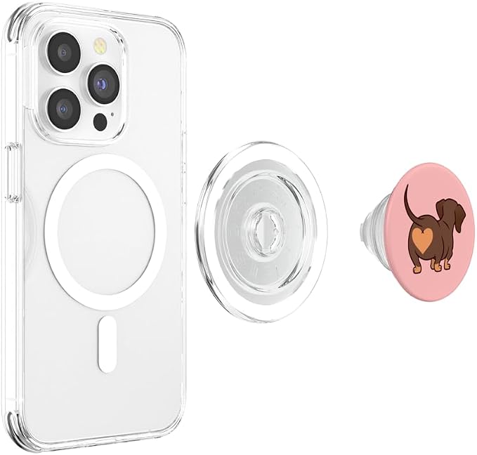 Dachshund Butt Heart Weiner Dog Mom Gift Pink for Girls PopSockets Adhesive PopGrip