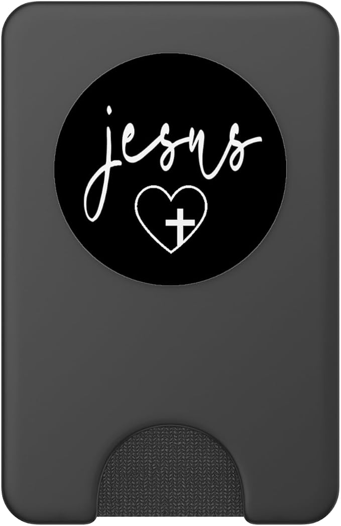 Jesus Cross Love Faith Easter Christmas White Font Black PopSockets Adhesive PopGrip