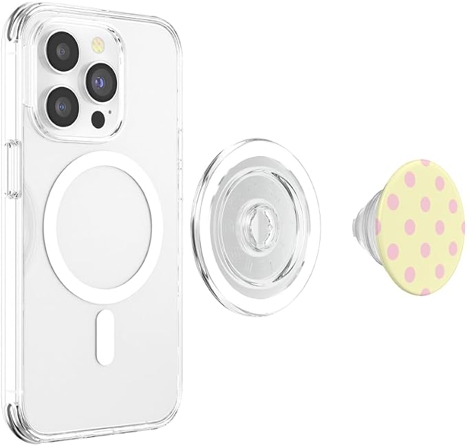 Butter Yellow Light Pink Polka Dot Aesthetic Cute Big Dots PopSockets Adhesive PopGrip