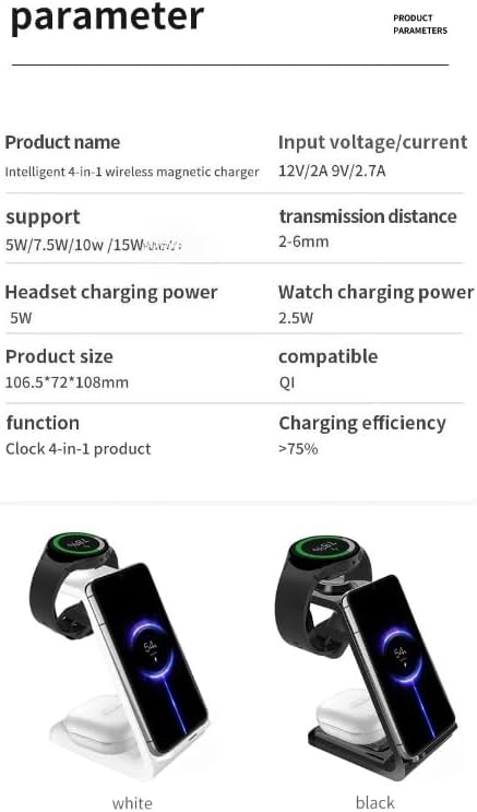 3 in 1 15W Travel Wireless Charger for Samsung Galaxy S23 S22 Watch 6 pro/5/4/3 Active 1 2 Buds 2 Pro Plus Fast Charging Station (White)