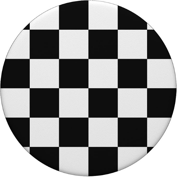 Checkerboard Black and White Print Checkered for Boys Men PopSockets Adhesive PopGrip