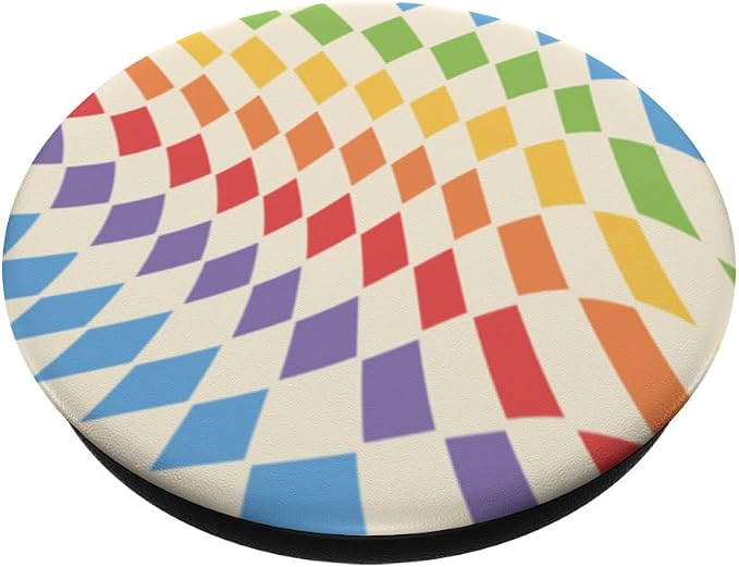 PopSockets Phone Grip – Checker Wavy Rainbow PopSockets PopWallet for MagSafe