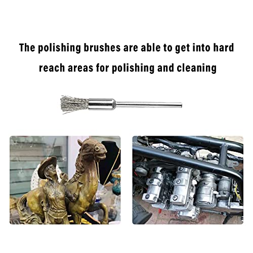 Steel Cleaning End Brushes Pen Wire Brush Rust Paint Removal Bits Polishing Rotary Tools Accessories 3 MM Mandrel 20 Pieces