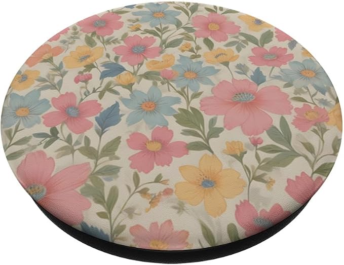 Colorful Floral Pattern Pink Blue And Yellow Flower PopSockets PopGrip for MagSafe