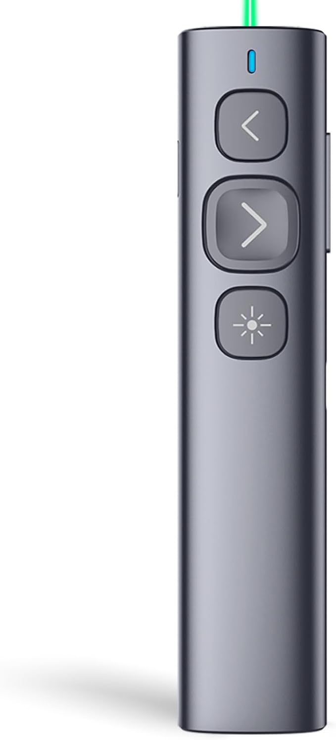 Norwii N95 Bluetooth Presentation Clicker with USB-A Receiver, PowerPoint Clicker for Presentation Remote, Rechargeable Wireless Presenter Pointer, Slide Clicker for PC/Laptop/e-Book(Green, BLE&USB-A)