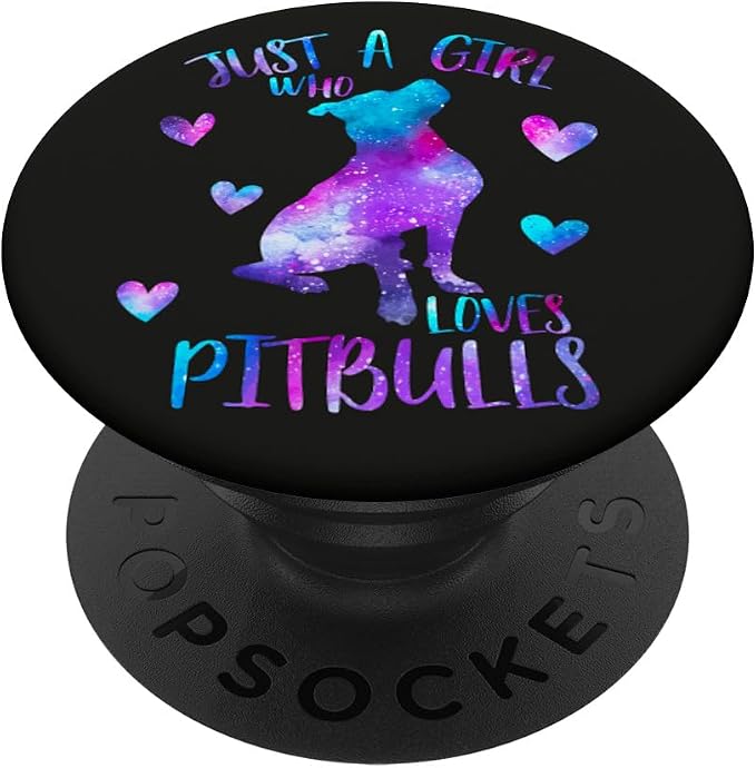 Just a Girl Who Loves Pitbulls Watercolor Galaxy Pitbull PopSockets Adhesive PopGrip