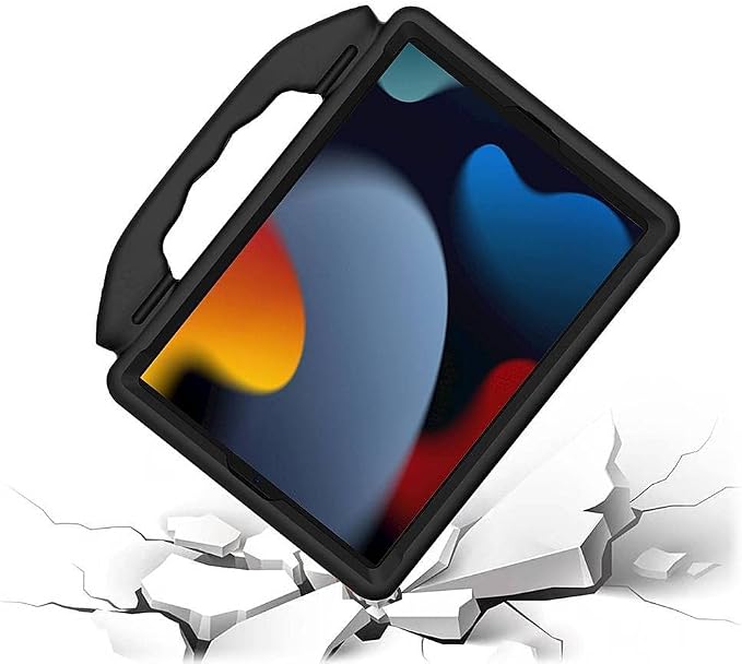SaharaCase Thumbs Up KidProof Case for Apple iPad 10.2 (9th Generation 2021) [Shockproof Bumper] Rugged Child Protection Antislip Kickstand (Black)