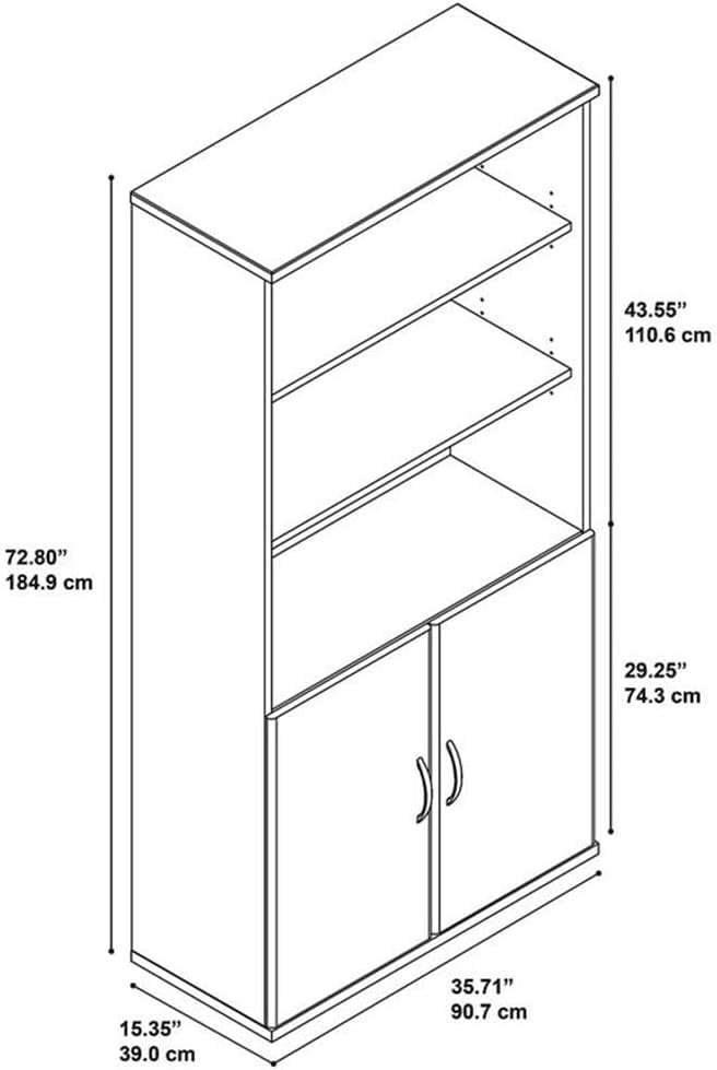 Bush Business Furniture Series C 36W 5 Shelf Bookcase with Doors in Natural Cherry