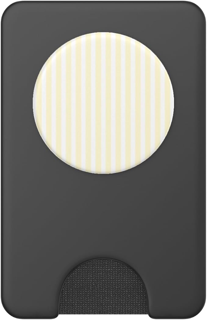 Butter Yellow and White Stripes Vertical Lines Minimalist PopSockets PopWallet for MagSafe