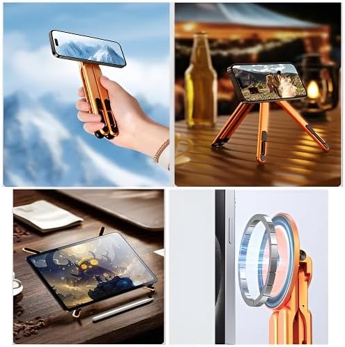 Portable Laptop Stand for Desk Foldable Adjustable Computer Riser with Magnetic Phone Holder Aluminum Laptop Stand Tablet Stand Mobile Phone Holder (Navy Blue)