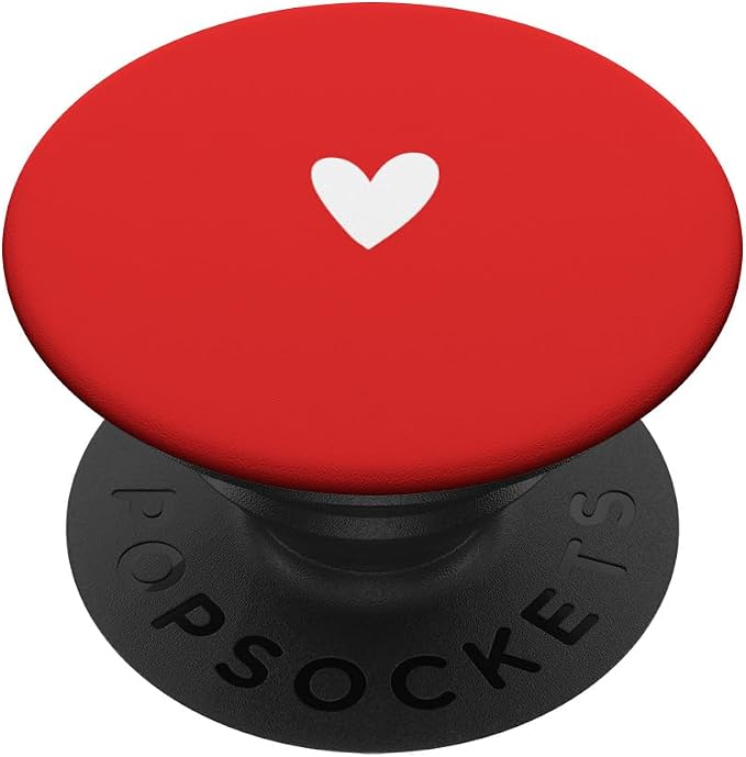 White Red Minimalist Heart PopSockets Adhesive PopGrip