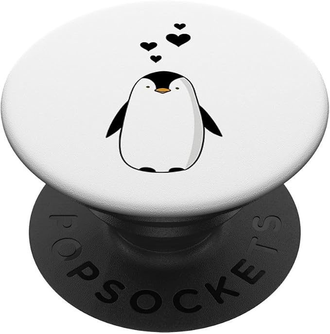 Cute Penguin with Hearts - I Love Penguins PopSockets Adhesive PopGrip