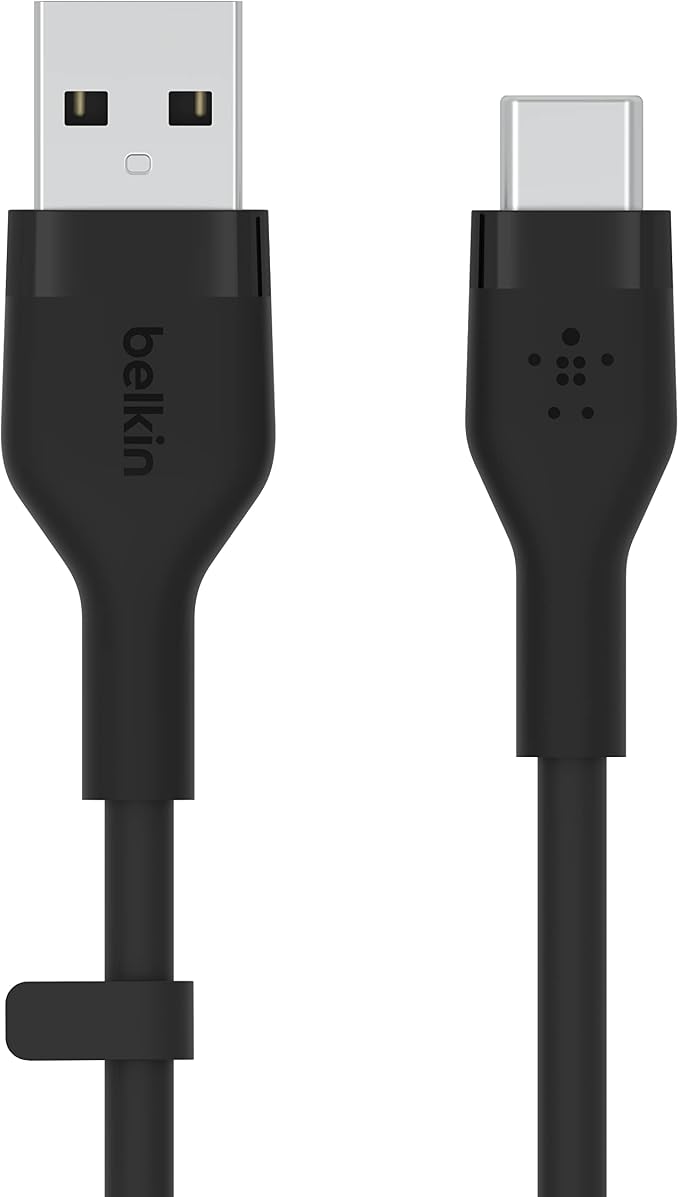 Belkin USB A to USB C Cable 6.6ft iPhone Charger Cord | soft-touch silicone finish includes cable clip iPhone 17 Samsung Galaxy S25 Pixel 9 Nintendo Switch 2 everyday cable