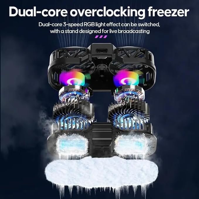 Cell Phone Stand with Phone Cooler Height Adjustable Desktop Cell Phone Stand with Cooling Fan for Live Streaming Compatible with All iPhone Android Phones