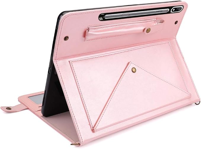 Handbag Case for Samsung Galaxy Tab S10 FE/S9 FE 10.9/S9/S8/S7 11 Techcircle Folio Stand Crossbody Wallet Protective Cover with S Pen Holder &amp Card Slots Hand Strap &amp Shoulder Strap Black