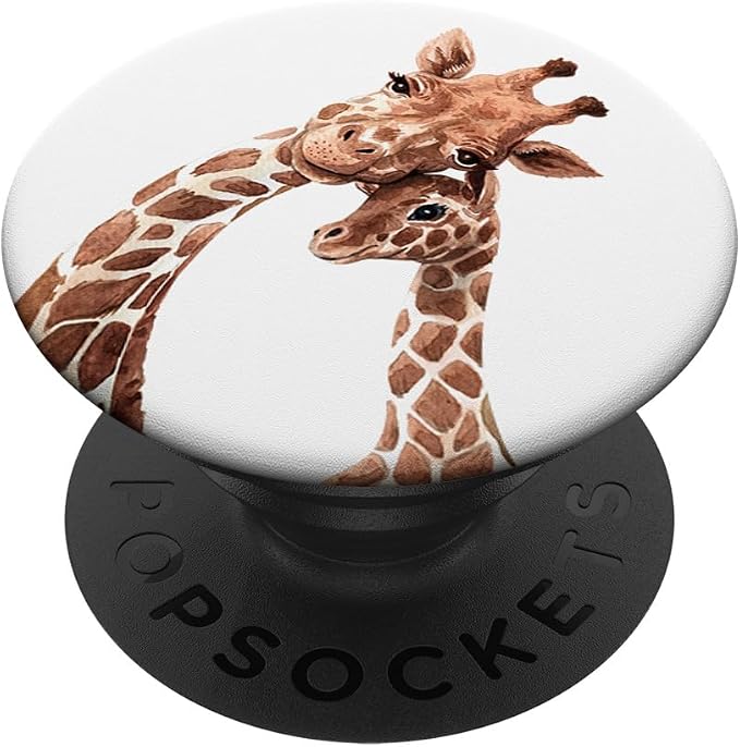 Giraffe Mom Daughter Love Watercolor Africa Cute PopSockets Adhesive PopGrip