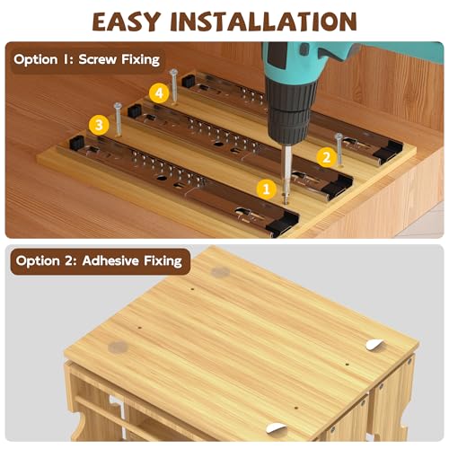 Jolitac Bamboo Pull Out Spice Rack for Cabinet, Slide Out Drawers, Space-Saving Seasoning Kitchen Pantry Sliding Vertical Organization, Easy to Install, 6" Wide, 2 Drawers(1.85" Wide), 2-Tier - size: 6" Wide, 2 Drawers(1.85" Wide), 2-Tier