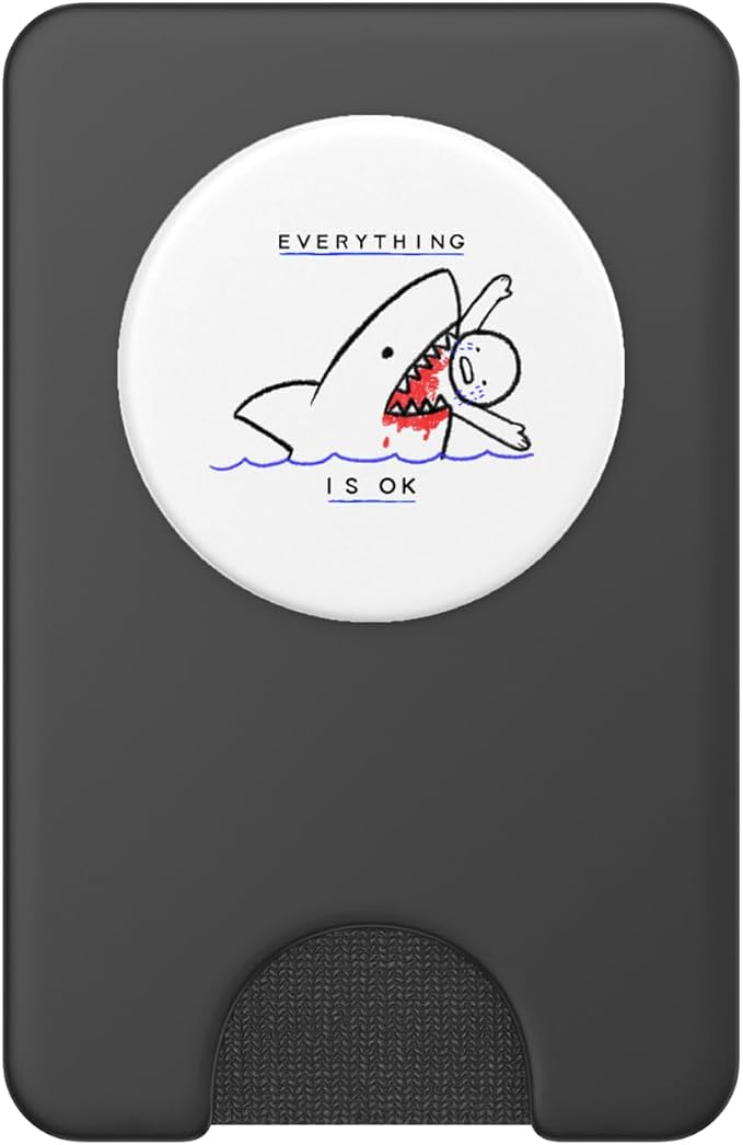 Everything is Ok Funny Sarcasm Shark Kids Drawing PopSockets Adhesive PopGrip