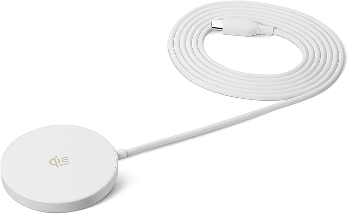 Amazon Basics 25W Qi2.2 Certified Wireless Charging Pad MagSafe Compatible for iPhone 17/16/15/14/13/12 Magnetic Compatible for Android Google Smartphones Black (Adapter Not Included)