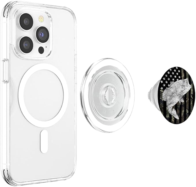 Bass Fishing Camouflage Flag PopSockets Adhesive PopGrip